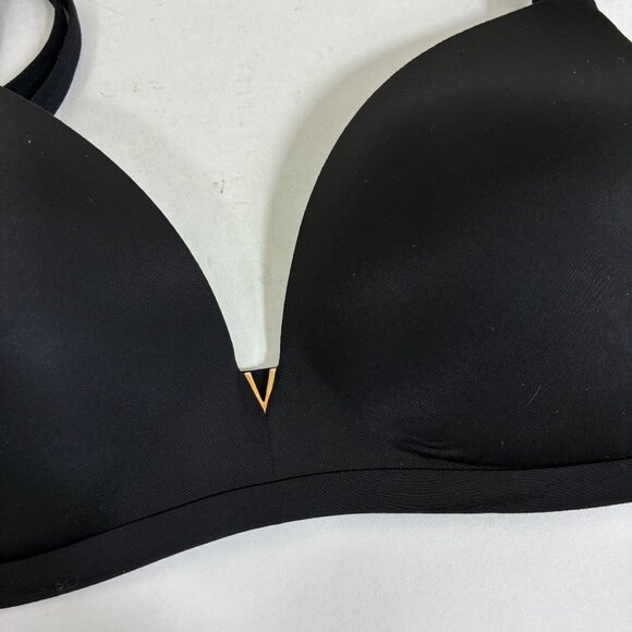 VTG Y2K Victoria’s Secret Padded No Wire Bra Black Satin 34D Minimalist - Picture 2 of 7